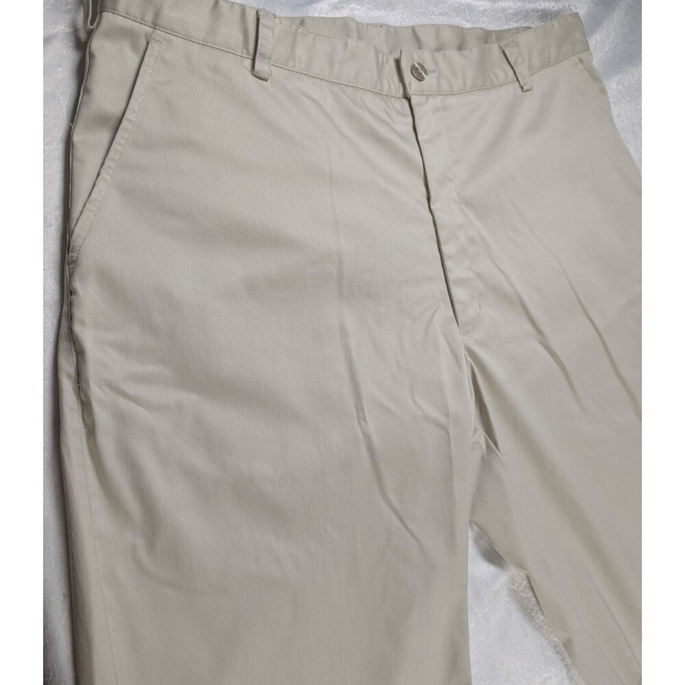 Nike Golf Men's Pants 38x32 Khaki Beige Flat Front Embroidered Swoosh